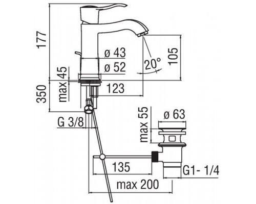 SI98118/1BR SOFI смеситель для раковины, бронза SI98118/1BR
