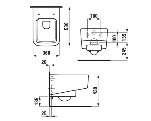 PRO S 8.2096.2.000.000.1 Подвесной унитаз со скрытым ободком (Rimless), глубокое смывание с сиденьем 8.9196.1.000.000.1 8.2096.2.000.000.1+8.9196.1.00