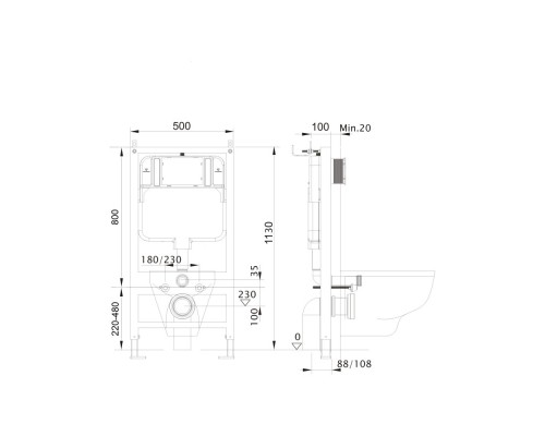 SET AQUATEK ЕВРОПА MB-049 4в1 (рама AQUATEK Standard INS-0000012+KKI-0000001+KDI-0000049+унитаз ЕВРОПА AQ1901-MB с тонким сиденьем soft-close) SET AQUATEK ЕВРОПА MB-049 4в1