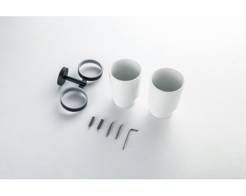 AQ4617MB БЕТТА стакан с держателем двойной, матовый черный AQ4617MB