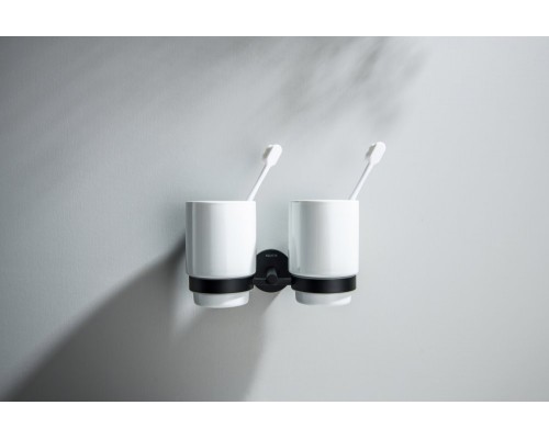 AQ4617MB БЕТТА стакан с держателем двойной, матовый черный AQ4617MB