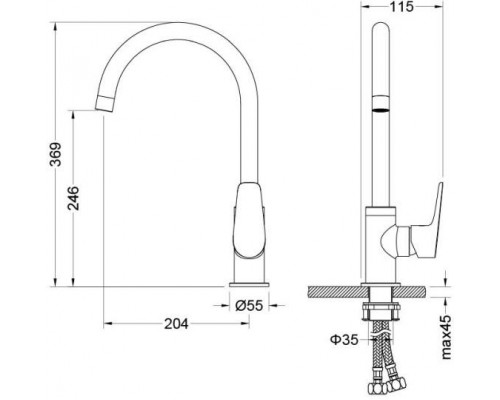 AQ1182CR БЕТТА смеситель для кухни AQ1182CR