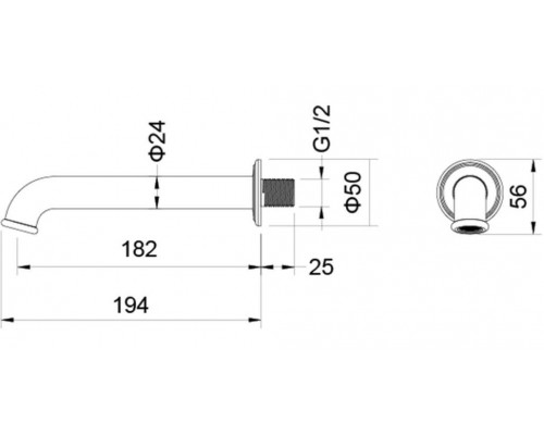 AQ1541MB КЛАССИК излив для ванны 182 мм, матовый черный AQ1541MB