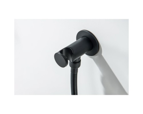 AQ1519MB КЛАССИК набор с гигиеническим душем (смеситель + гигиеническая лейка + шланг + шланговое подсоединение с держателем), матовый черный AQ1519MB
