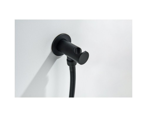 AQ1519MB КЛАССИК набор с гигиеническим душем (смеситель + гигиеническая лейка + шланг + шланговое подсоединение с держателем), матовый черный AQ1519MB