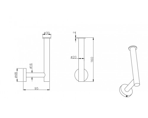 AQ4007MB ВЕГА бумагодержатель для запасного рулона, матовый черный AQ4007MB