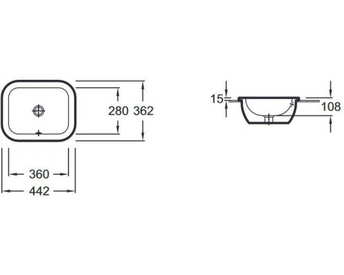 Vox EYD102-00 Встраиваемая раковина 44 см, без заглушки перелива, белая EYD102-00