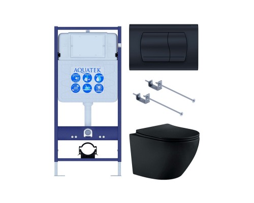 SET AQUATEK ЕВРОПА MB-049 4в1 (рама AQUATEK Standard INS-0000012+KKI-0000001+KDI-0000049+унитаз ЕВРОПА AQ1901-MB с тонким сиденьем soft-close) SET AQUATEK ЕВРОПА MB-049 4в1