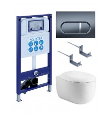 SET AQUATEK АЛЬТАИР cm-050 4в1 (рама AQUATEK INS-0000025 +крепление KKI-0000002 +кнопка KDI-0000050 +унитаз AQ1980-00 +тонкое сиденье с механиз) SET AQUATEK АЛЬТАИР cm-050 4в1