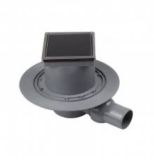 Трап, Pestan, Confluo Standard  Dry 1 Black Glass, горизонтальный, DN-50, цвет решетки-чёрный, рамка-хром лянец