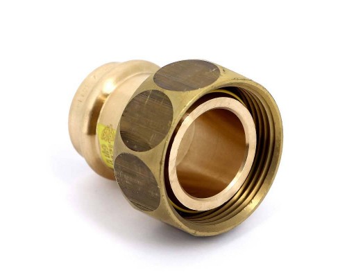 Муфта пресс-В накидная гайка коническое соединение для шаровых газовых кранов, бронза VIEGA 28х1"3/8