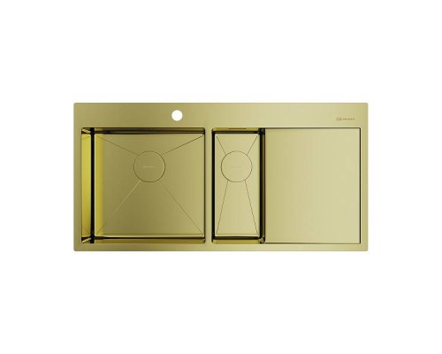 Omoikiri Akisame 100-2-L-LG Кухонная мойка нерж. сталь 100x51 см, цвет: светлое золото 4973089