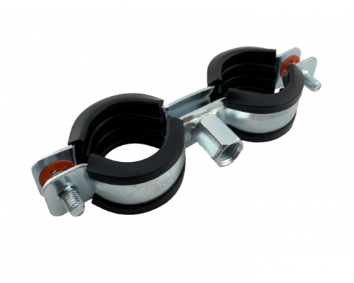 Хомут двойной, Конкреп, с EPDM, M8/M10, 32-35 мм, 1, без дюбеля и самореза, оцинкованная сталь