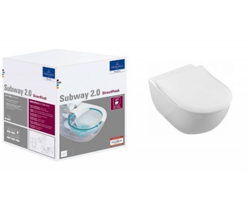 Унитаз, Villeroy&Boch, Subway 2.0, подвесной, шгв 370-560-365, CeramicPlus, цвет-альпийский белый