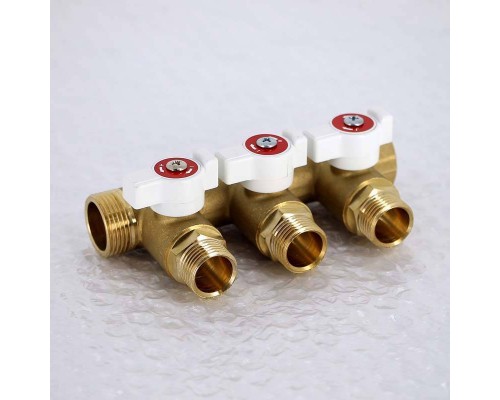 Коллектор НВ 3/4" с кранами UNI-FITT 3 выхода 1/2"Н 40мм Коллектор НВ 3/4" с кранами UNI-FITT 3 выхода 1/2"Н 40мм
