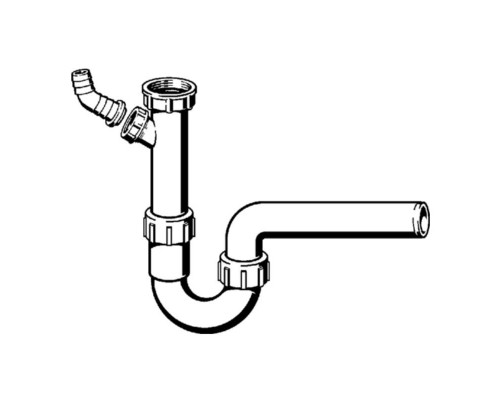 Сифон трубный для моек с горизонтальным отводом и дополнительным штуцером для шланга VIEGA 40мм