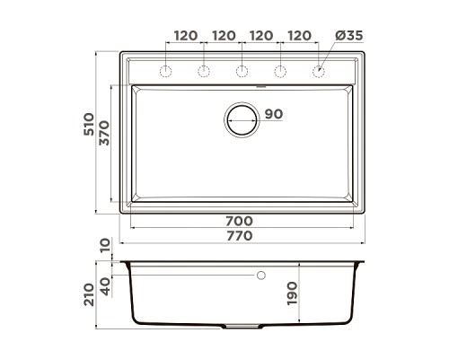 Omoikiri Daisen 77-SA Кухонная мойка Artgranit 77x51 см, цвет: бежевый 4993631