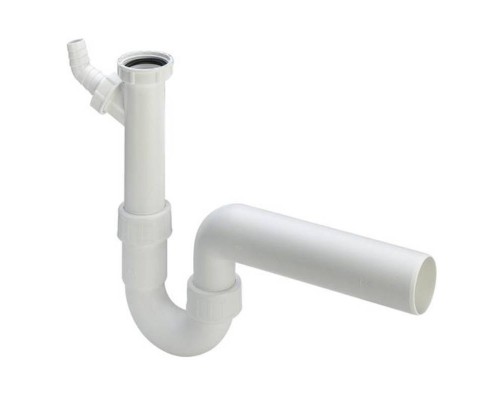 Сифон трубный для моек с горизонтальным отводом и дополнительным штуцером для шланга VIEGA 40мм