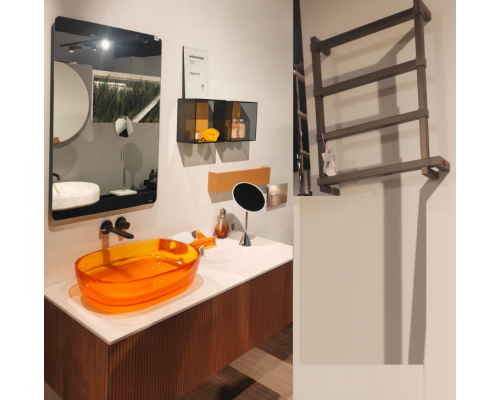 Комплект мебели, Antonio Lupi, Binario, 2 тумбы под раковину раковина столешница зеркало LED 2 открытых шкафа полотенцесушитель лоток предметный