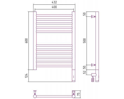 Сунержа Богема 3.0 Полотенцесушитель электрический 40x60h, прав., цвет: состар. бронза 05-5805-6040