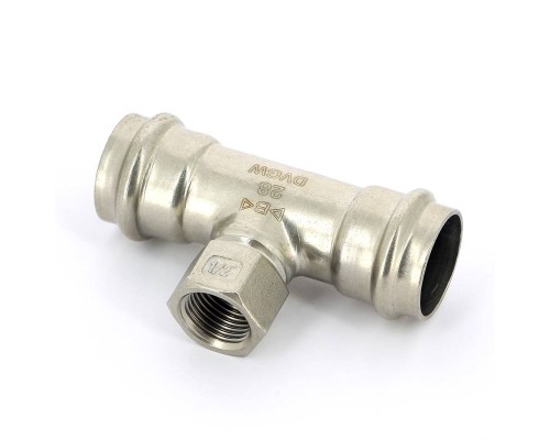 Тройник В-пресс IBP 28 x 1/2" x 28 нерж.сталь Тройник В-пресс IBP 28 x 1/2" x 28 нерж.сталь