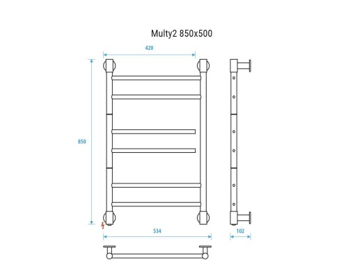 Электрический полотенцесушитель Energy Multy2 850х500