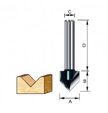 Фреза для V-образных пазов 19,05х32х12,7х8 мм; 90 ° (D-10724)