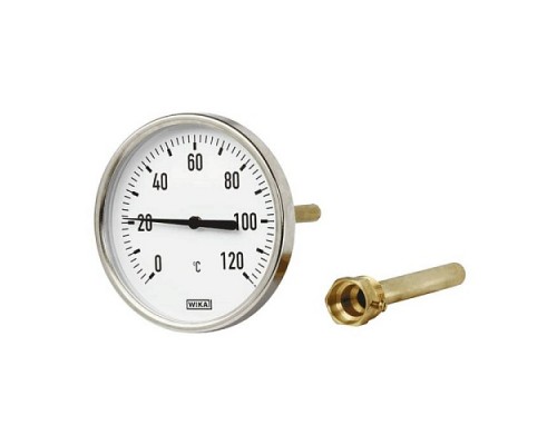 Термометр биметалл A50.10 120С Дк80 L=100 G1/2" осев Wika 3901807