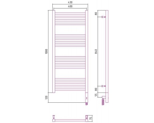 Сунержа Модус 3.0 Полотенцесушитель электрический 40x100h, прав., цвет: мат. белый 30-5701-1040