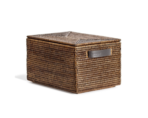 Бокс, Decor Walther, BASKET,  с крышкой, шгв 395-250-210, цвет-ротанг темный (Rattan dunkel)