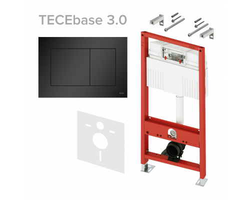 Инсталляция, TECE, TECEbase 3.0, для унитаза, шгв 500-230-1320, клавиша-TECEnow, цвет клавиши-черный матовый
