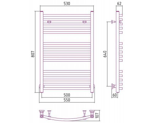 Сунержа Аркус Полотенцесушитель водяной 50x80h, цвет: без покрытия 00-0251-8050