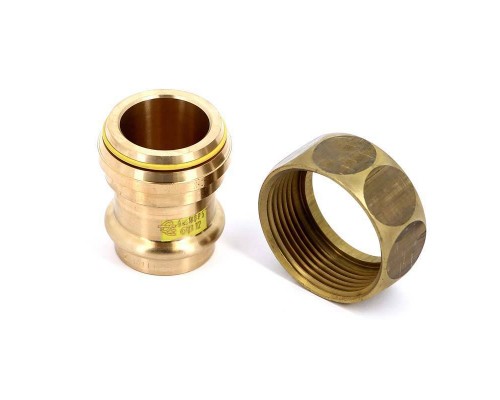 Муфта пресс-В накидная гайка коническое соединение для шаровых газовых кранов, бронза VIEGA 28х1"3/8