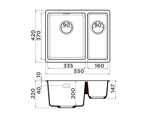 Omoikiri Kata 55-2-U-SA Кухонная мойка Artgranit 55x42 см, цвет: бежевый 4993421 Omoikiri Kata 55-2-U-SA Кухонная мойка Artgranit 55x42 см, цвет: бежевый 4993421