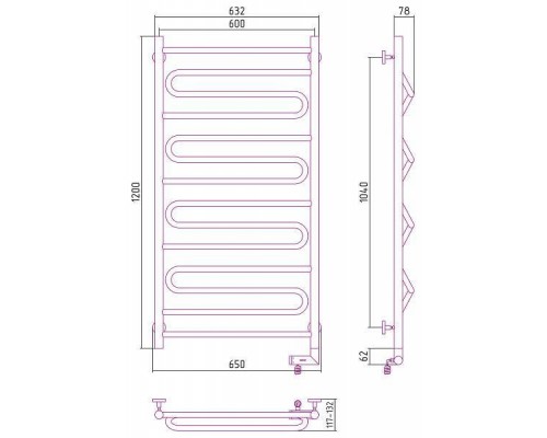 Сунержа Элегия 2.0 Полотенцесушитель электрический 60x120h, прав., цвет: без покрытия 00-5219-1260
