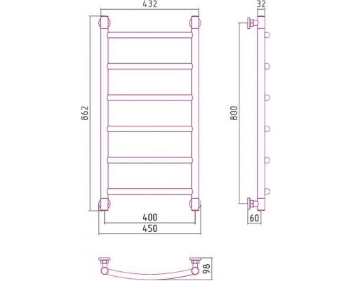 Сунержа Галант  Полотенцесушитель водяной 40x80h, цвет: без покрытия 00-0200-8040