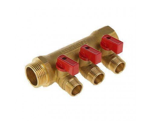 Коллектор лат шар/к красн 3/4" м/р 3в 1/2" н/р 35мм Aquasfera 9026-02