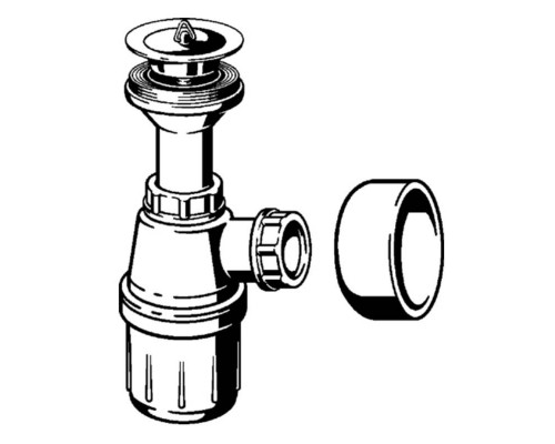 Сифон бутылочный Viega 1"1/4x32 без отвода, с выпуском и розеткой, пластик