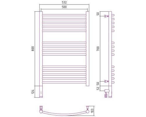 Сунержа Богема 3.0 Полотенцесушитель электрический 50x80h, лев., цвет: состар. бронза 05-5802-8050