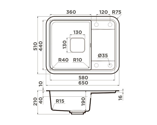 Omoikiri Tasogare 65-PA Кухонная мойка Artgranit 65x51 см, цвет: пастила 4993481