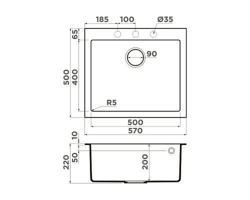 Omoikiri Bosen 57-CH Кухонная мойка Tetogranit 57x50 см, цвет: шампань 4993244 Omoikiri Bosen 57-CH Кухонная мойка Tetogranit 57x50 см, цвет: шампань 4993244