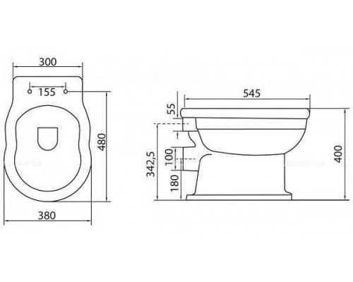 Belbagno Boheme Чаша приставного унитаза 55х21,5х40h, цвет: белый BB115CB