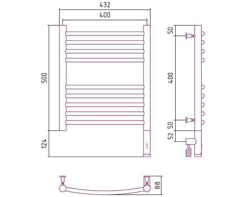 Сунержа Богема 3.0 Полотенцесушитель электр. 40x50h, прав., цвет: темн. титан муар 15-5803-5040