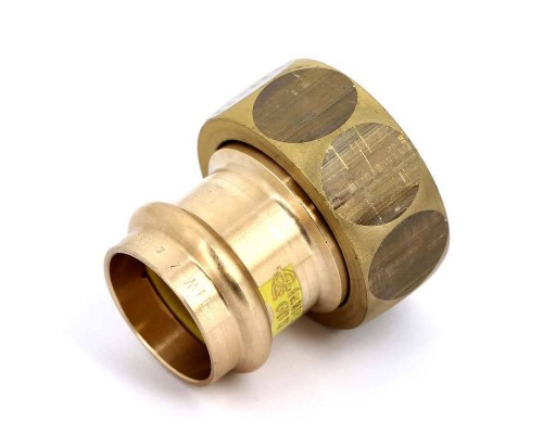 Муфта пресс-В накидная гайка коническое соединение для шаровых газовых кранов, бронза VIEGA 28х1"3/8
