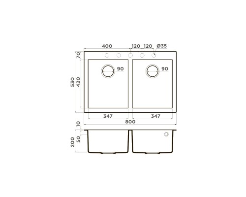 Omoikiri Bosen 61A-WH Кухонная мойка Artceramic 61x50 см, цвет: белый 4993826