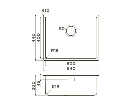 Omoikiri Tadzava 54-U/I Ultra 15-IN Кухонная мойка нерж. сталь 54x44 цвет: нержавеющая сталь 4997116 Omoikiri Tadzava 54-U/I Ultra 15-IN Кухонная мойка нерж. сталь 54x44 цвет: нержавеющая сталь 4997116