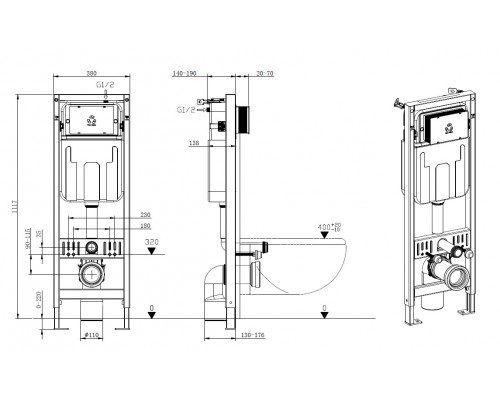 Allen Brau Pneumatic Slim Инсталляция для унитаза 38x26x111,7h см, цвет: синий/белый 9.11102.20