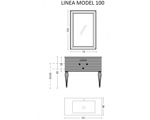 Armadi Art Vallessi Avantgarde Тумба подвесная 100х46х38h см, цвет: черный/золото 842-100-BG