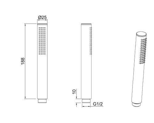 Allen Brau Priority Душевая лейка 2,5x2,5x18,8h см, цвет: никель 5.31020-BN