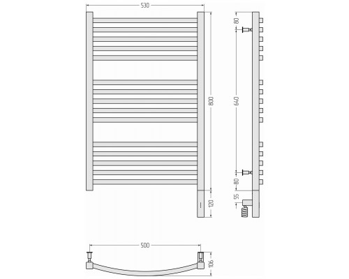 Сунержа Аркус 3.0 Полотенцесушитель электрический 53x92h см, правое, цвет: шампань 020-5705-8050